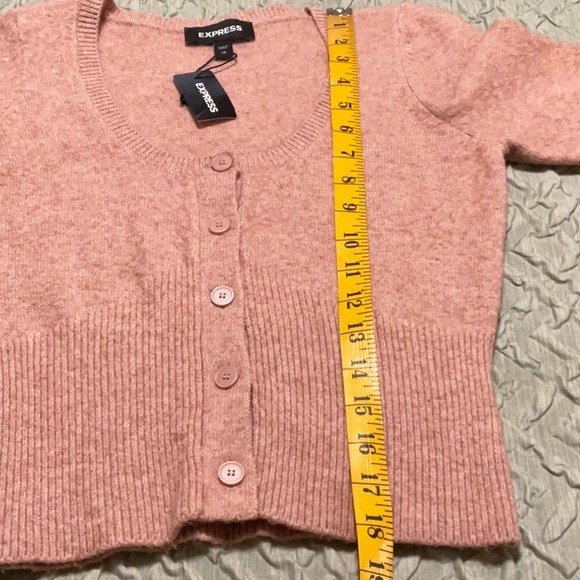 EXPRESS Blush Heather pink crop sweater cardigan button front top size XS - Picture 12 of 13